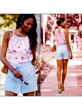 CABI style #5218 pink poppy tie back halter top Small